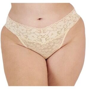 INC International Concepts Almond Latte Floral Lace Thong Panty 2X NWT